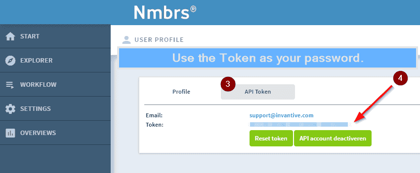 Remaining steps to get your token to authenticate on Nmbrs